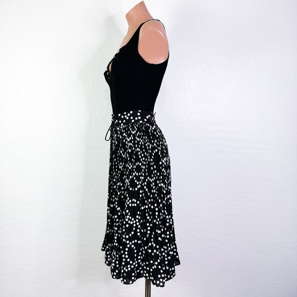 Karl Lagerfeld Polka Dot Pleated Circle A-Line Knee Length Skirt Black Sz 4 NWT - Picture 7 of 11